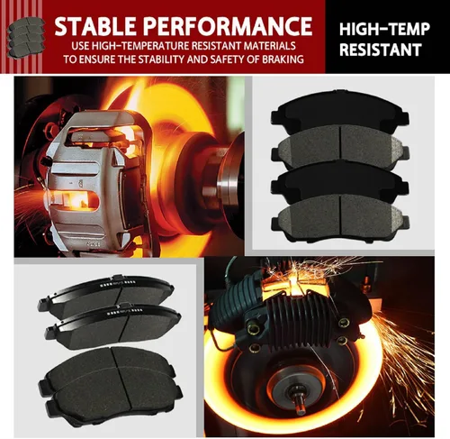 Vista 4 de 8 piezas de pastillas de freno de cerámica delanteras y traseras compatibles con 2014 2015 2016 2017 2018 2019 2020 Nissan Pathfinder todos