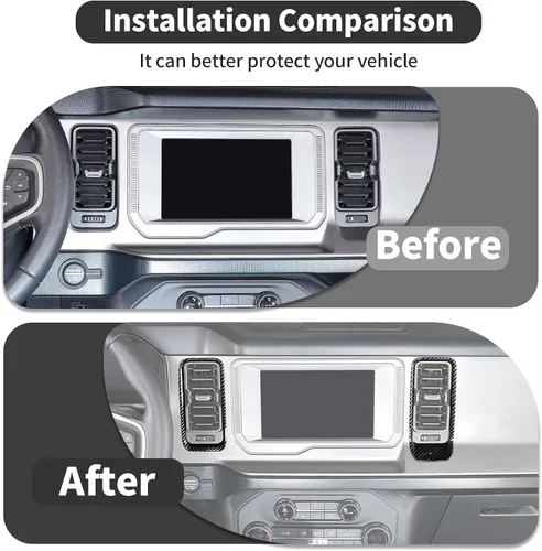 Vista 4 de Cubierta de anillo lateral de ventilación de aire para consola central Ford Bronco 2/4 puertas 2021 2022 2023 2024 Accesorios interiores