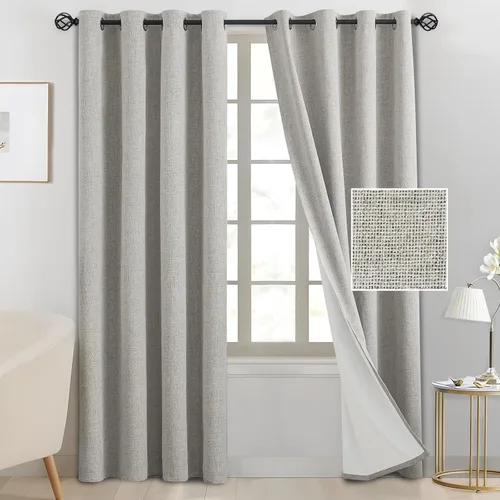 Vista 12 de SimpleHome - Cortinas de lino blanco crema para sala de estar, 84 pulgadas, 2 paneles