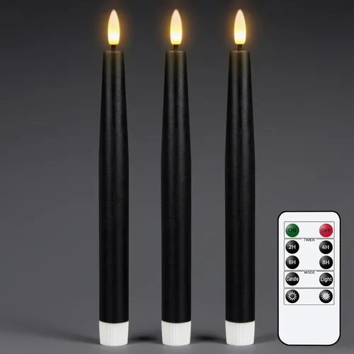 Vista 23 de GenSwin Flameless Taper Candles with Remote Timer, Real Wax LED Flickering Candlesticks Battery Operated 3D Wick for Wedding, Party, Home(Christmas