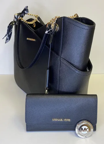 Vista 5 de Michael Kors Jet Set - bolsa de hombro para viaje con cadena grande, cartera triple Michael Kors Jet Set.