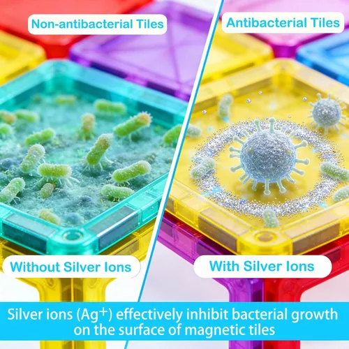 Vista 3 de Azulejos magnéticos antibacterianos 124 piezas con 4 cuadrados