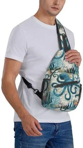 Vista 8 de DIQISHIZHU Bolso cruzado casual diagonal, tela de poliéster con impresión de transferencia, correas de hombro ajustables de 21.7-41.3in y múltiples