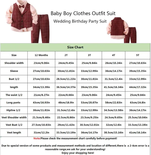 Vista 5 de Baby Boys' 4-Piece Gentleman Suit Set with Shirt, Vest, Bowtie and Pants Outfits