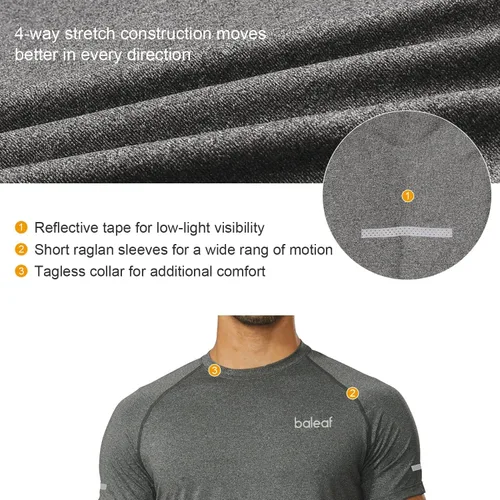 Vista 3 de BALEAF Camiseta de manga corta de secado rápido para hombre