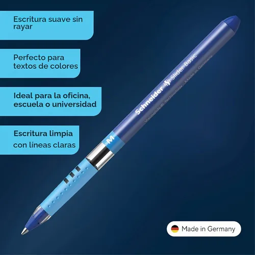 Vista 2 de Schneider Slider Basic XB (Extra Broad) - Bolígrafo de punta redonda, 1.4 mm, barril transparente, colores de tinta surtidos, paquete de 8
