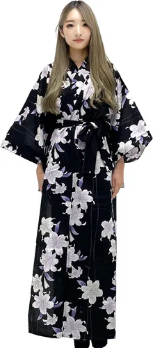 Vista 22 de Kimura Jitsugyo Bata Yukata Kawaii Tradicional de Kyoto para Mujer de Fácil Uso (Kimono Casual Japonés) Set 2 Albaricoque