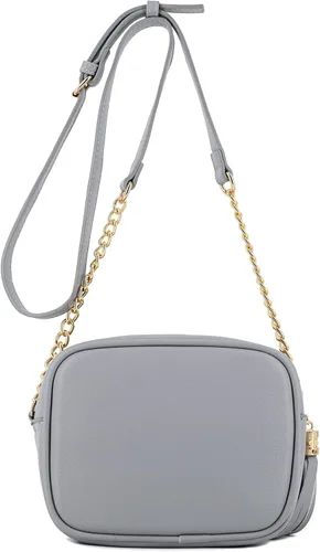 Vista 4 de Bolso cruzado pequeño con dos borlas con correa de cadena, bolso pequeño para mujer