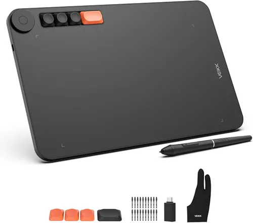 Vista 11 de VEIKK Tableta de dibujo VK640, tableta OSU de 6 x 4 pulgadas con lápiz capacitivo sin batería, tableta gráfica digital para Android Windows, Mac