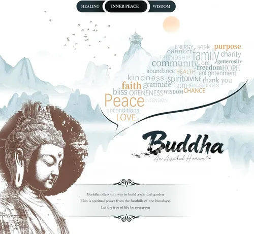 Vista 2 de FENGSHUI-CAISHEN Estatua de Little Buddha en pirámide de organita de cristal curativo, piedra arenisca azul con figura de Buda bebé, decoración