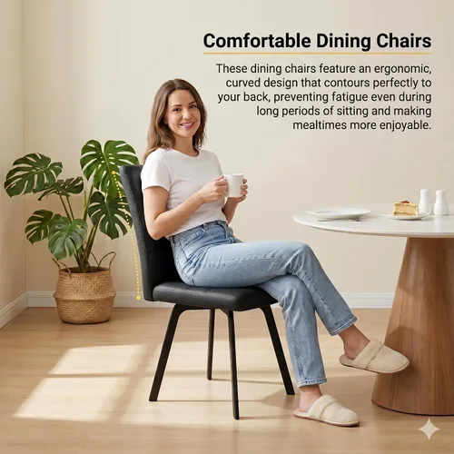 Vista 5 de HIPIHOM Juego de 2 sillas de comedor, sillas de cocina tapizadas Negro
