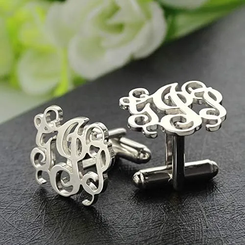 Vista 2 de AILIN Gemelos personalizados para hombre, acero inoxidableplata de ley 925, gemelos personalizados para negocios, bodas, día del padre, regalos