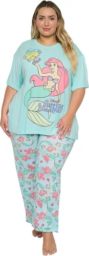 Vista 4 de Disney Conjunto de pijama para mujer, camiseta y pantalones de descanso con estampado de sirena