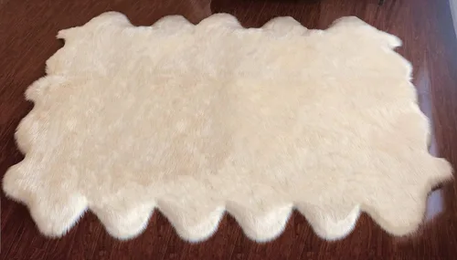 Vista 71 de LAMBZY Alfombra de piel de oveja auténtica, parte inferior gruesa y fuerte, fácilmente lavable, resistente a las manchas, perfecta para sala