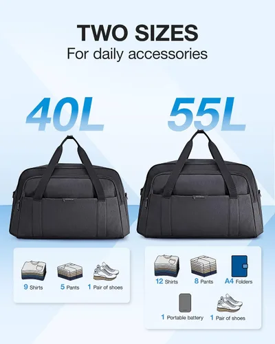 Vista 4 de BAGSMART Bolsa de viaje, Negro, 54L, Bolsa de viaje