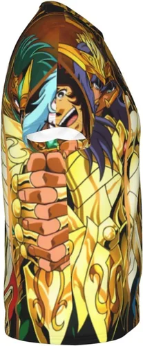 Vista 3 de Saint Anime Seiya - Camiseta de manga corta para hombre, suave, casual, unisex, cuello redondo, camiseta de entrenamiento