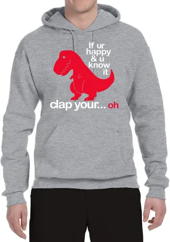 Vista 45 de Wild Bobby Sudadera con capucha unisex con estampado "If You're Happy and You Know it" de Dinausor