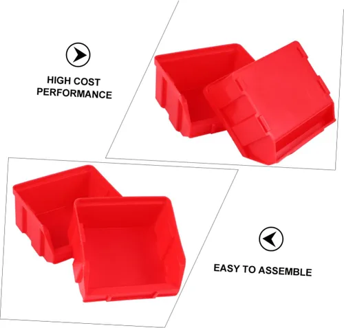 Vista 2 de DOITOOL Cajas de cajas de plástico con tapas, cubos de almacenamiento pequeños, cubos de almacenamiento apilables montados en la pared rojos