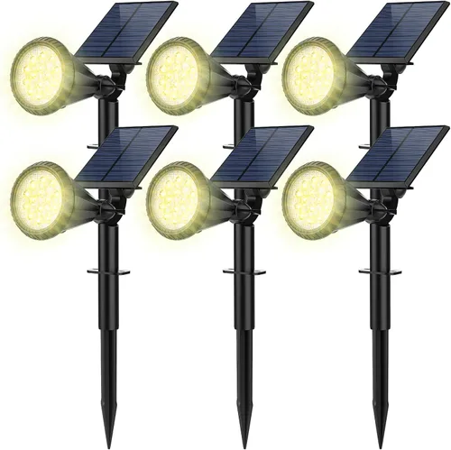 Vista 12 de Focos solares para exteriores, cambio de color, 7 modos/14 luces LED solares para exteriores, impermeables, RGB multicolor, luces solares