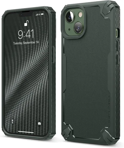 Vista 9 de elago Armor - Funda compatible con iPhone 13 de 6.1 pulgadas, funda protectora resistente, textura de fibra de carbono, diseño resistente a prueba