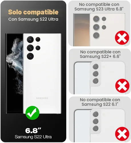 Vista 2 de Dexnor Funda para Samsung Galaxy S22 Ultra, [Protector de pantalla integrado y soporte] Protección de grado militar resistente de trabajo pesado a