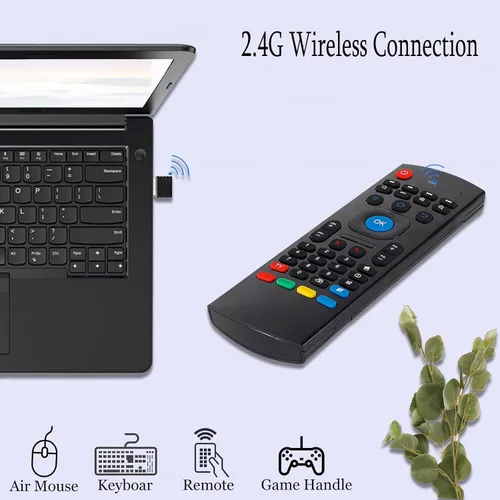 Vista 4 de Control remoto MX3 Air Mouse, 2.4G multifuncional mini teclado inalámbrico Air Mouse remoto para Android Smart TV Box, 3-Gyro y 3-Gsensor, proyector