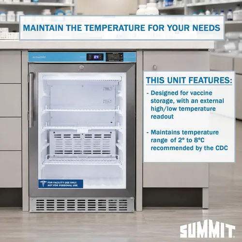 Vista 6 de Accucold ACR46GL - Refrigerador médico de 2.65 pies cúbicos, puerta