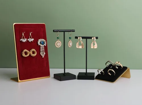 Vista 3 de BanST - Soporte de metal en forma de T para exhibir aretes y joyas, expositor de fotografía para mostrar