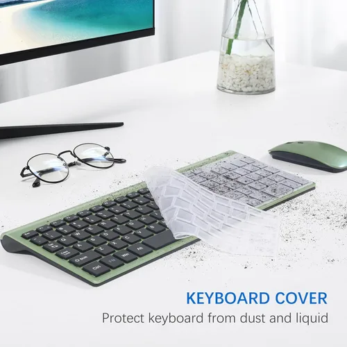 Vista 5 de Combo de teclado y mouse inalámbrico ultradelgado, TopMate 2.4G, mouse USB silencioso compacto de 2400DPI y teclado con interruptor de tijera