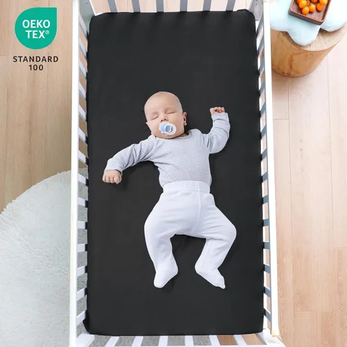 Vista 2 de David's Kids Juego de 2 sábanas ajustadas impermeables para cuna, protector ultra suave y transpirable para colchón de cuna para niños y niñas
