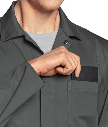 Vista 5 de CQR - Overol para hombre con manga corta, cremallera frontal, múltiples bolsillos, resistente a las manchas y a las arrugas