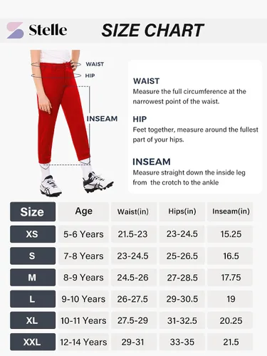 Vista 6 de Stelle Pantalones de sóftbol para niñas, pantalones de béisbol para jóvenes, pantalones de lanzamiento rápido con bolsillos, camiseta para niños