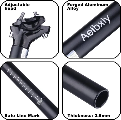 Vista 4 de Aeibxiy Bicicleta SeatPost 1.071 in 1.217 in 1.244 in aleación de aluminio 13.780 in bicicleta asiento post para montaña carretera bicicletas BMX