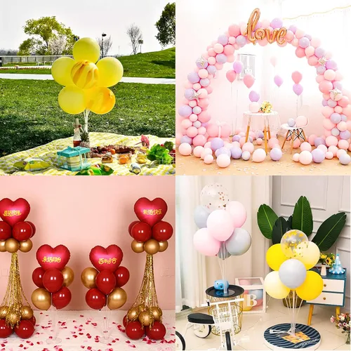 Vista 5 de Juego de 10 soportes para globos, soportes transparentes reutilizables para mesa, centros de mesa de globos para mesas, adecuados para decoraciones