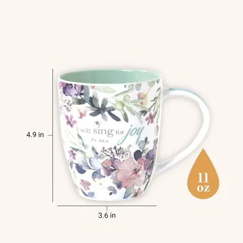 Vista 2 de Christian Art Gifts Juego de tazas de café o té de cerámica para mujer, diseño de flores de acuarela con versículo bíblico, juego de 4 tazas de café