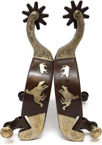 Vista 2 de AJ Tack Men's Antique Brown Cutting Horse Spur Set