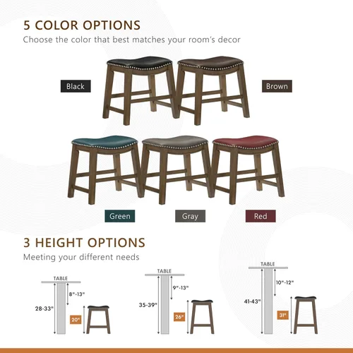 Vista 7 de Homelegance Ordway Taburetes de Altura de Comedor de Madera Maciza - Taburetes de Altura de Mesa Estilo Silla de Montar para Comedor de Transición