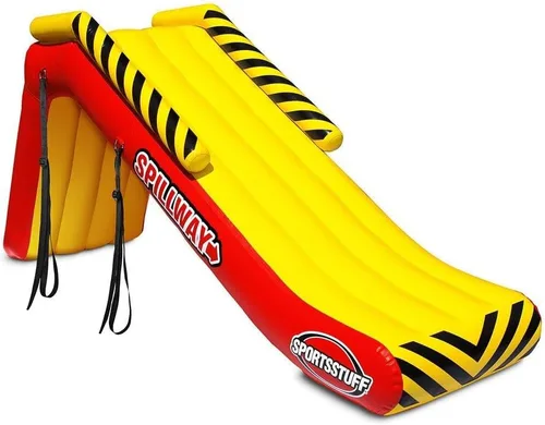 Vista 8 de SportsStuff - Diapositiva para muelle de spillway - Tobogán inflable para pontón, amarillo y rojo, grande