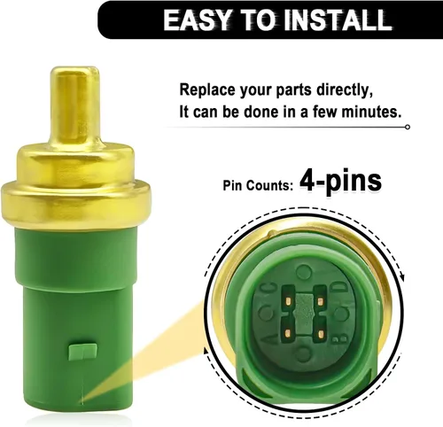 Vista 4 de Sensor de temperatura del refrigerante del motor, compatible con VW Paassat 2.5, TDI 1998-2000, compatible con A3 1.6 1996-2003, S4 4.2 V8
