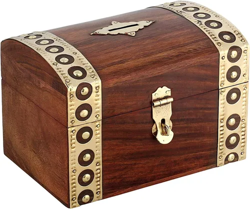 Vista 2 de Caja de ahorro de dinero con banco de monedas, bancos para adultos, alcancía de madera para vacaciones (Design_3)
