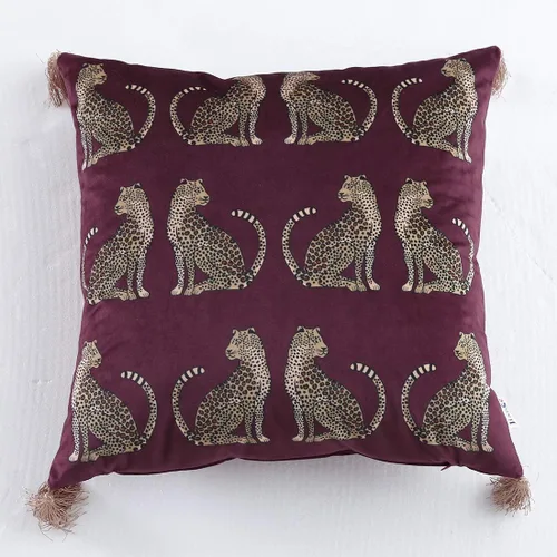 Vista 11 de vctops - Funda de cojín cuadrada con estampado de leopardo, super suave, de terciopelo, con diseño de animales, con borlas, funda decorativa