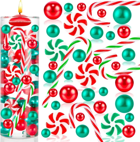 Vista 7 de 120 piezas de relleno de jarrón de Navidad, cuentas flotantes para decoración de jarrones
