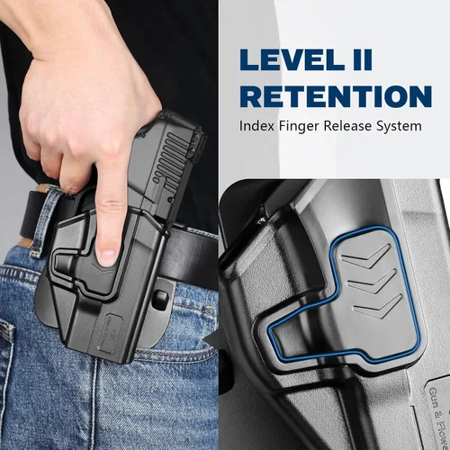 Vista 3 de GUN & FLOWER Paddle OWB Holster for Glock 17/19, Taurus G2C/G3C, 1911 5" No Rail, with Molle Adapter, Index Finger Release, 360° Adjustable Paddle
