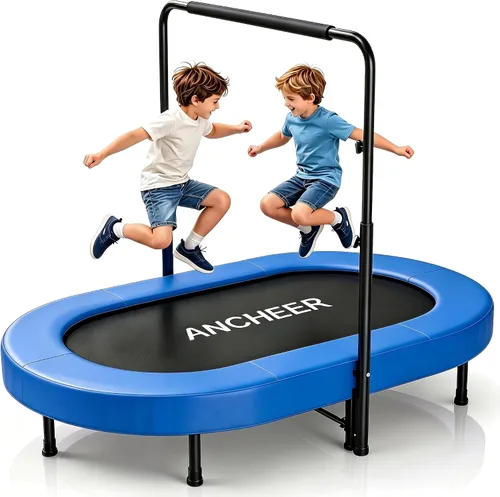 Vista 10 de ANCHEER Trampoline for Kids, Toddler Trampoline Indoor Sports and Outdoor Games 56" Kids Rebounder 220LBS Capacity with Adjustable Safety Handrail