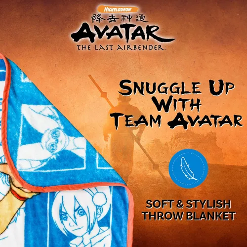 Vista 4 de Silver Buffalo Avatar The Last Airbender With Aang, Zuko, Katara, Sokka Wolf, Toph Beifong, Appa y Momo - Manta de forro polar de 45 x 60 pulgadas