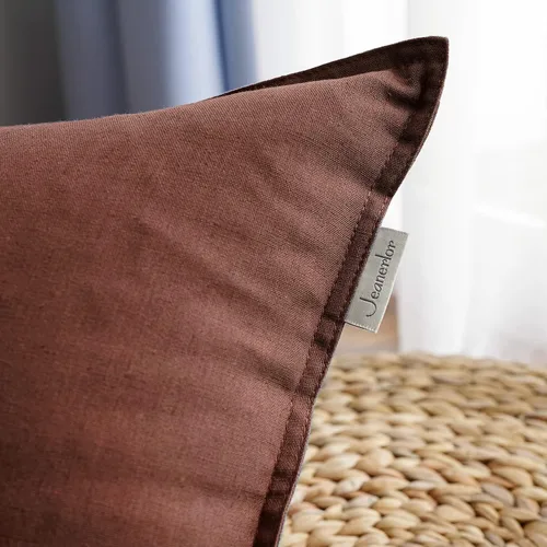 Vista 127 de Jeanerlor Funda de almohada decorativa de lino y algodón sólido de 18 x 18 pulgadas con cremallera, funda de cojín europea, funda de almohada