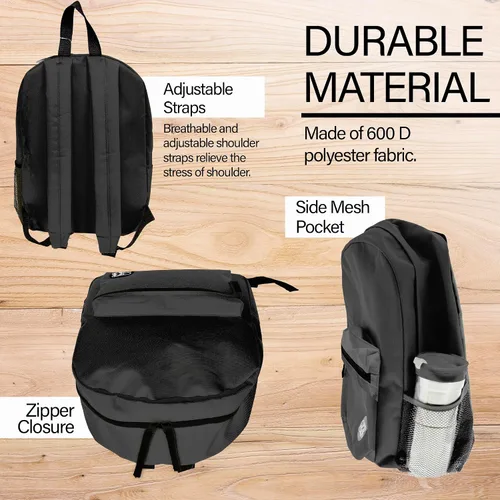 Vista 3 de BAZIC - Mochila escolar de 16 pulgadas, color negro, ligera, con parte