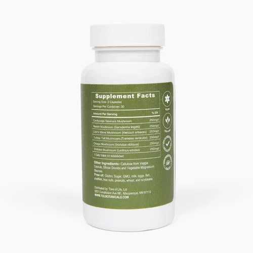 Vista 5 de Complejo de hongos inmunitarios - Reishi, melena de león, chaga, cordyceps, cola de pavo, Shitaake - Apoyo al sistema inmunológico, respuesta