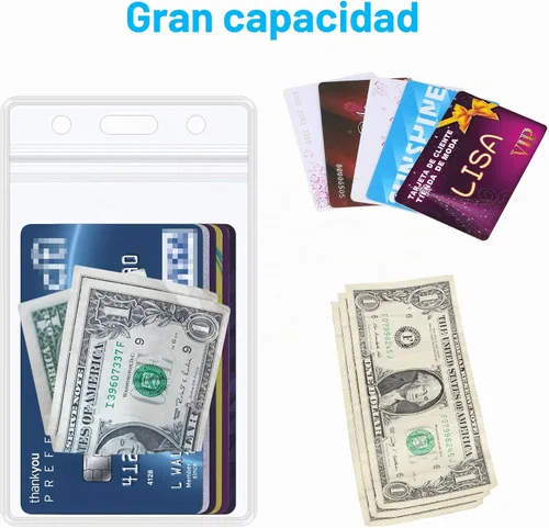 Vista 5 de Wisdompro Soporte para tarjetas de identificación con carrete retráctil, paquete de 2 portatarjetas de identificación transparente vertical de doble
