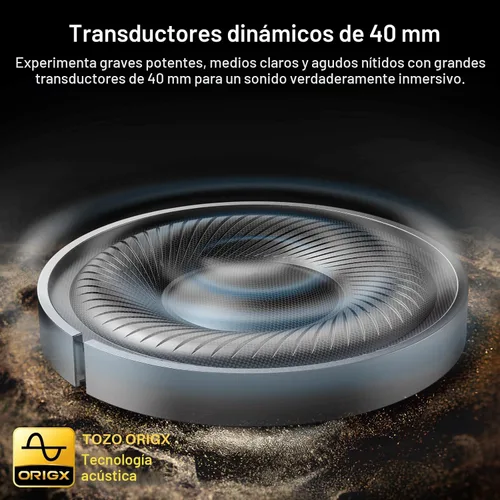Vista 2 de TOZO Auriculares inalámbricos con cancelación de ruido híbridos HT3, 90H Negro